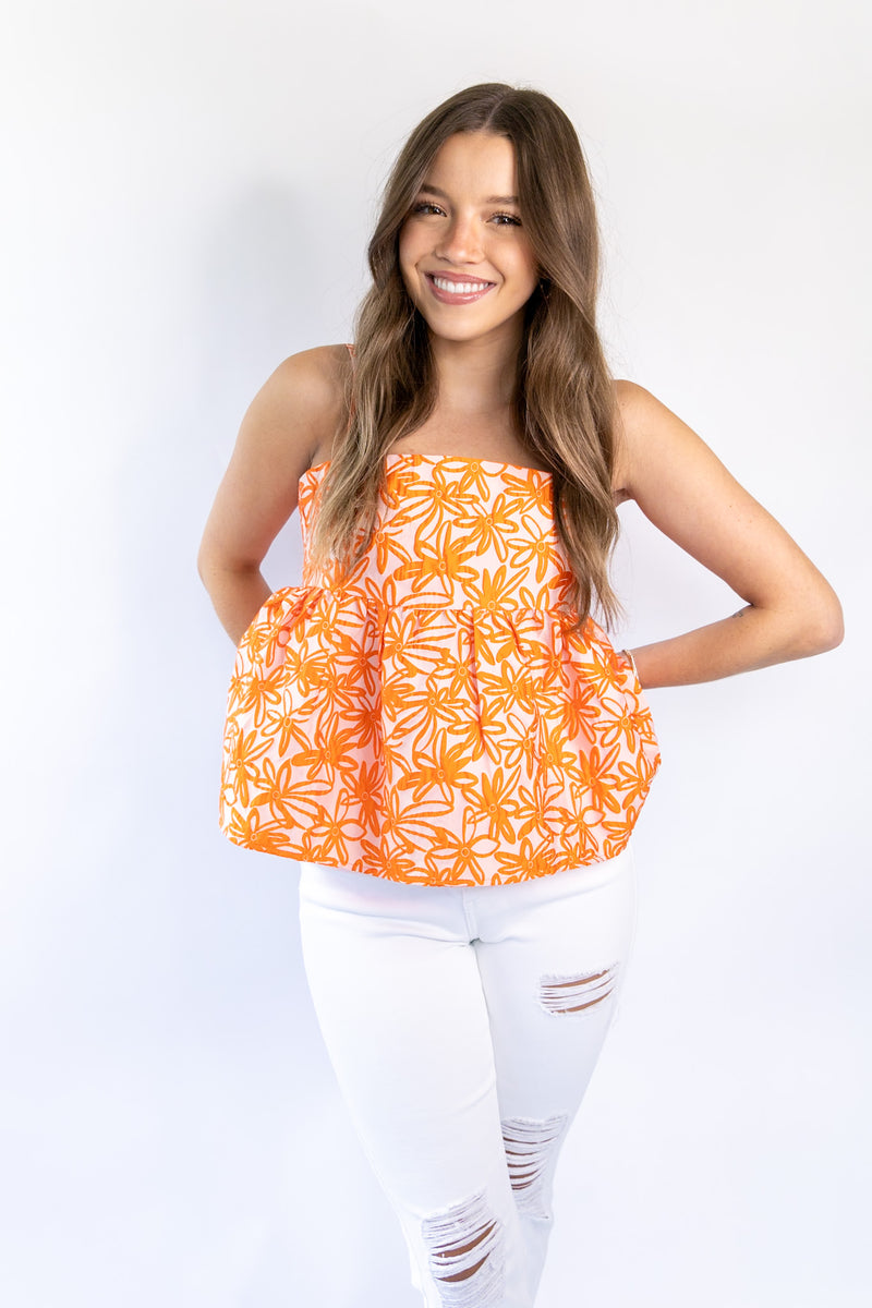 Floral Textured Peplum Tank