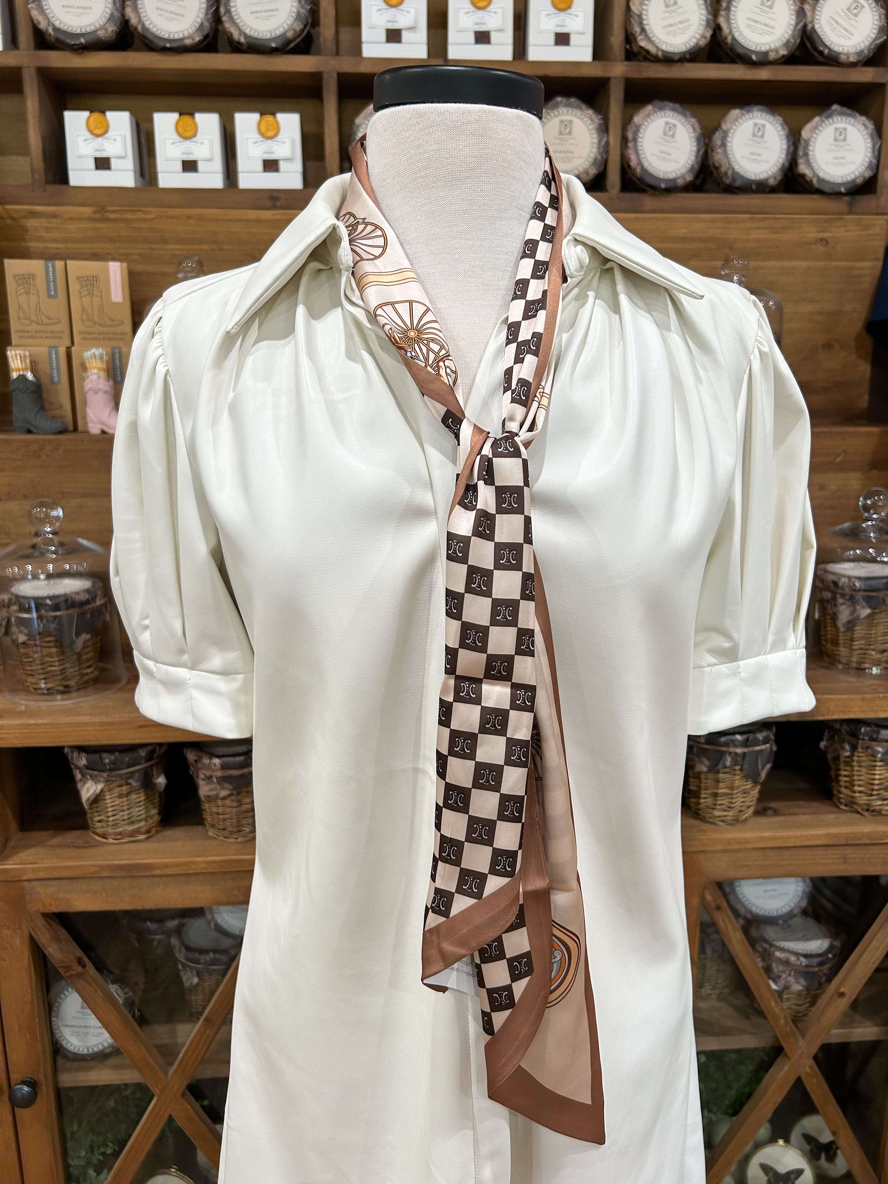 Horse Carriage Satin Scarf - Brown