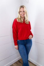 Matilda Mock Neck Sweater - Red