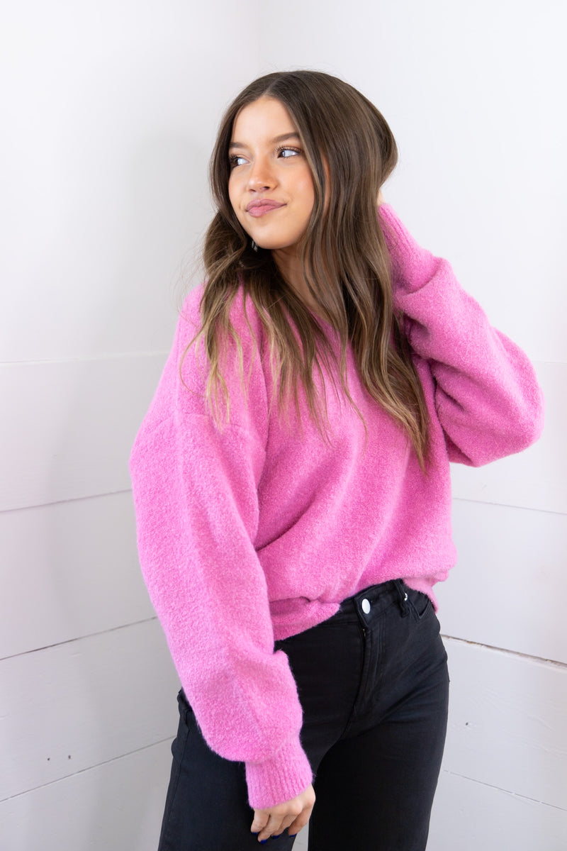 Vivianne V-Neck Sweater - Pink