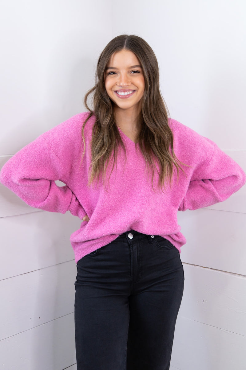 Vivianne V-Neck Sweater - Pink