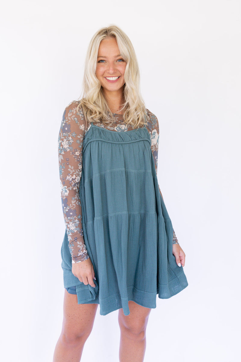 Farah Flowy Mini Dress - Deep Green