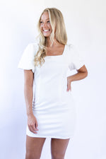 Paige Puff Sleeve Dress - White