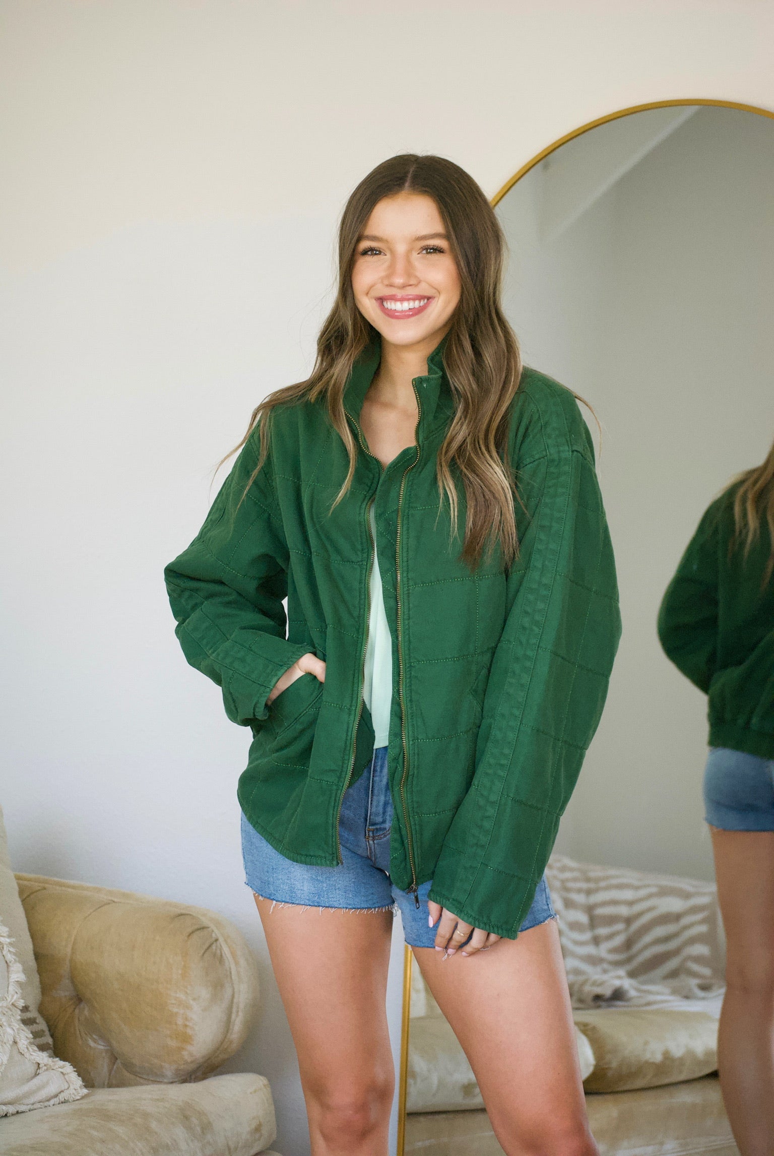 Quinn Quilted Jacket- Green