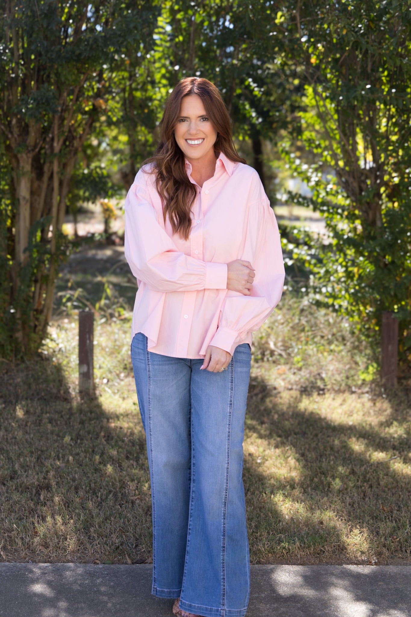 Pinky Oversized Button Front Top