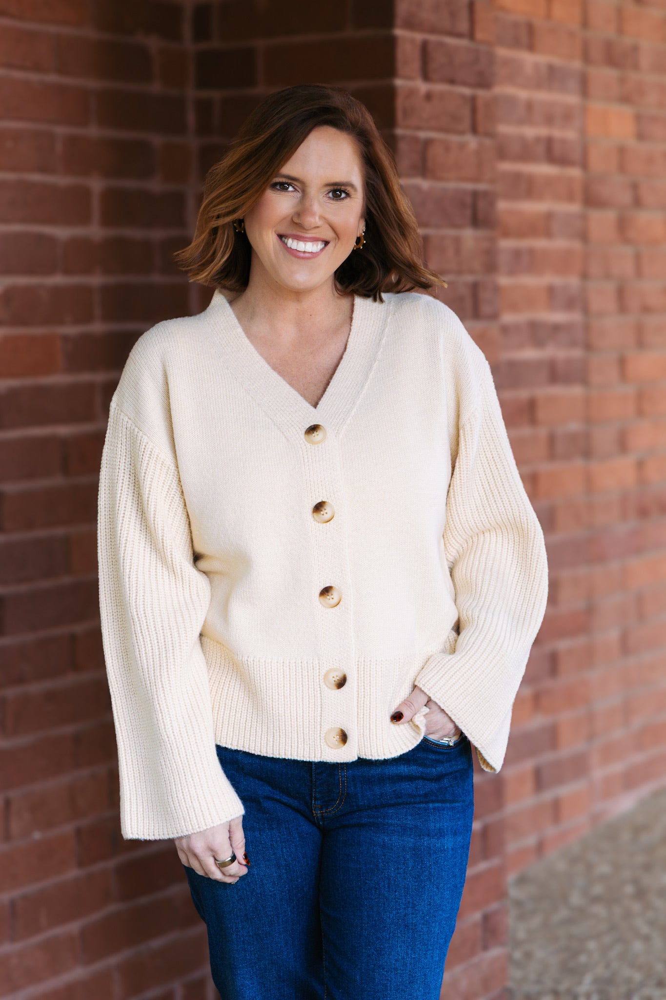 Samira Button Front Cardigan - Vintage Cream