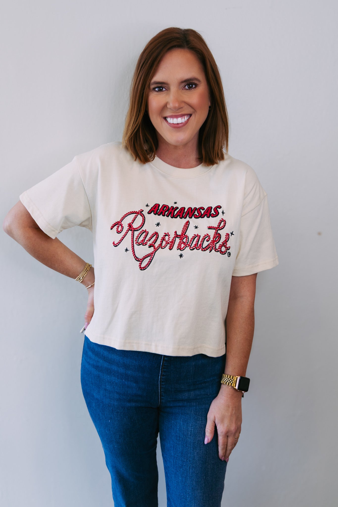 Arkansas Lasso Luxe Heavyweight Crop Tee