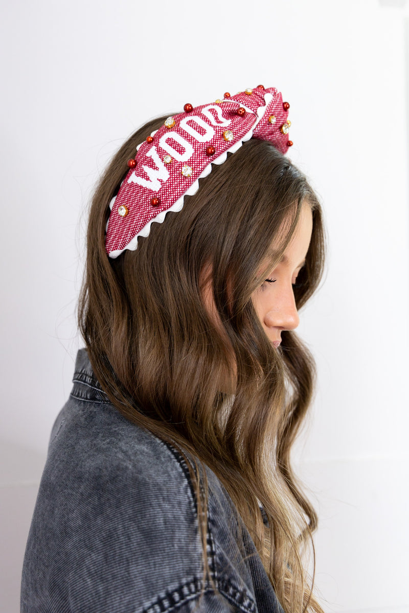 Brianna Cannon: WOO PIG Cross Stitch headband - Adult Size