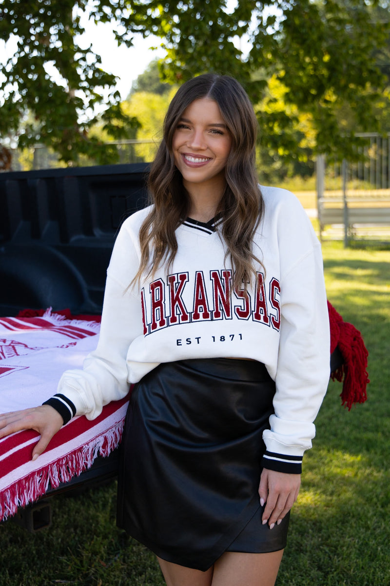 Arkansas Chenille Varsity V-Neck