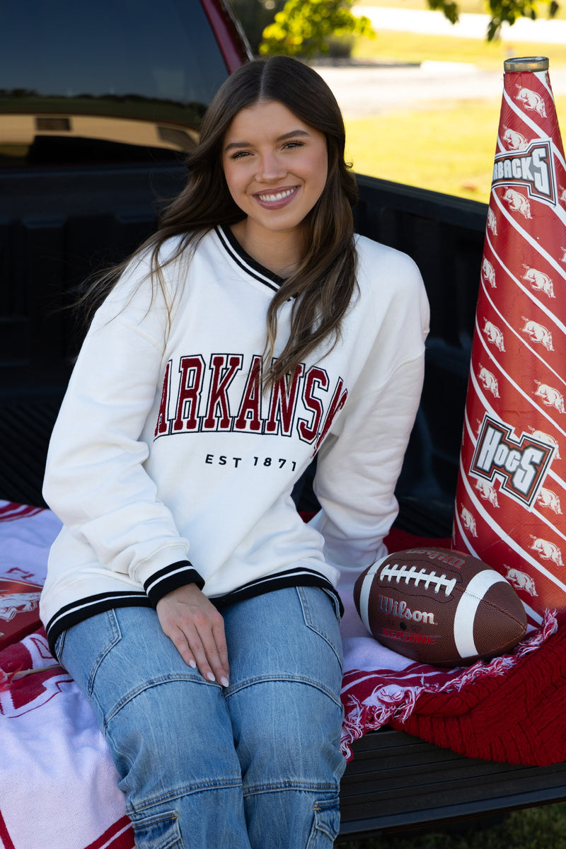 Arkansas Chenille Varsity V-Neck