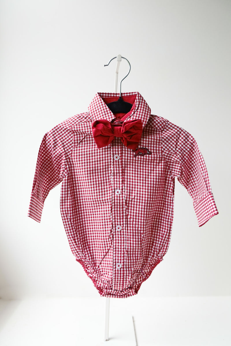 Arkansas Razorback Gingham Onesie