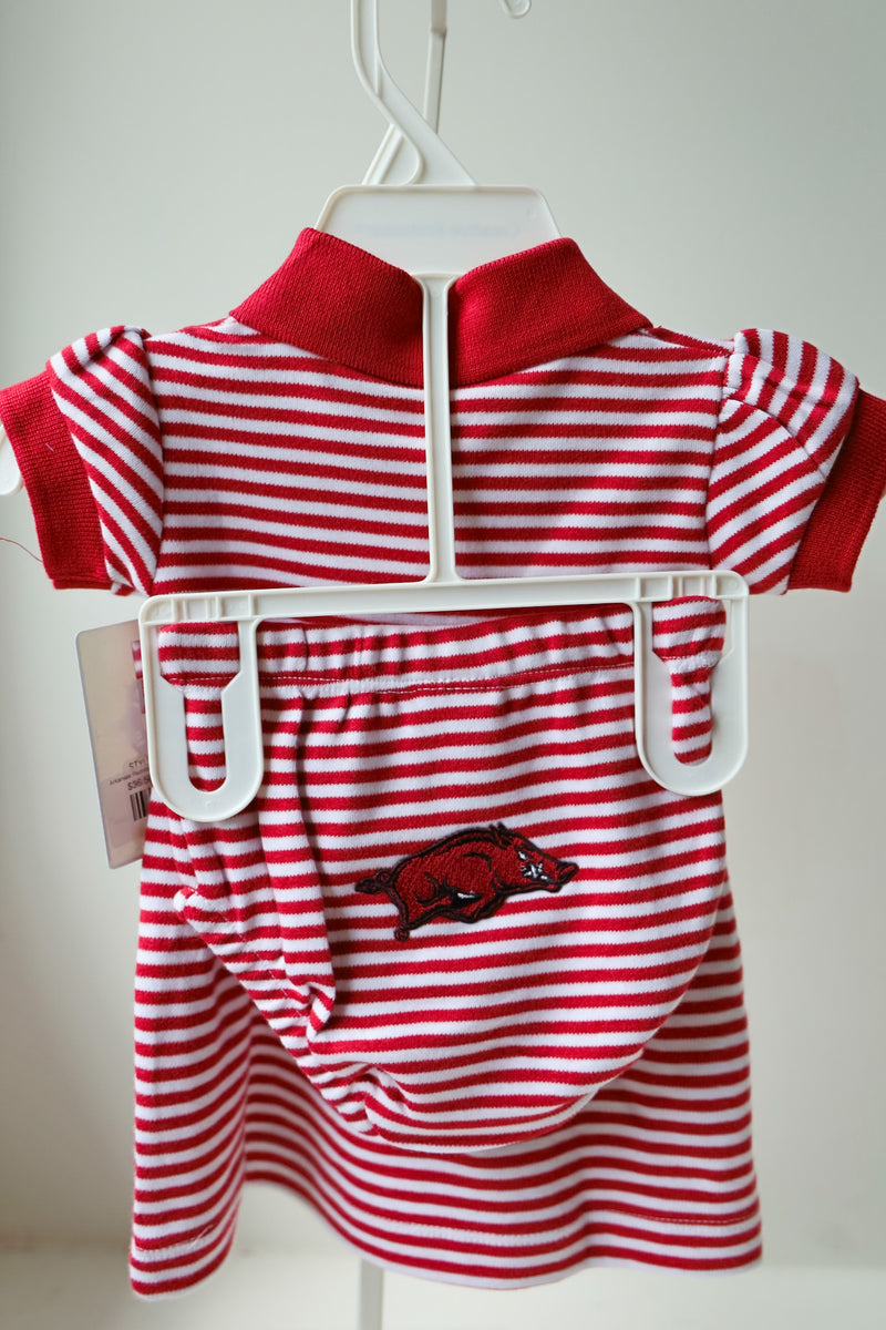 Arkansas Razorback Stripe Dress + Bloomers