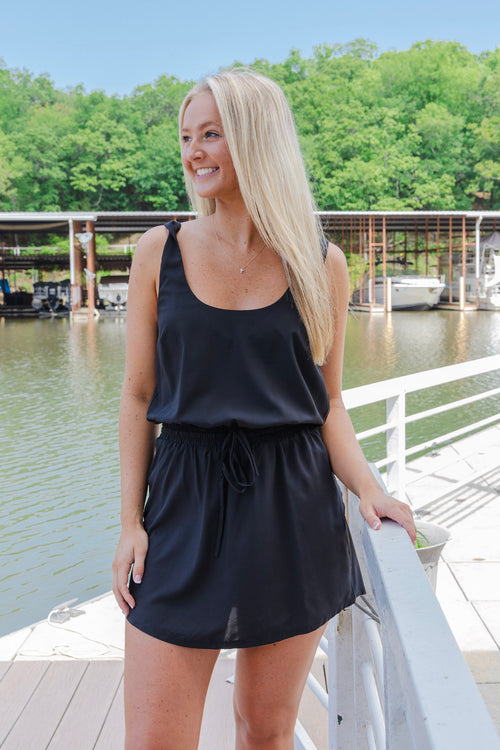 Meet Me At The Courts Athletic Dress- Black