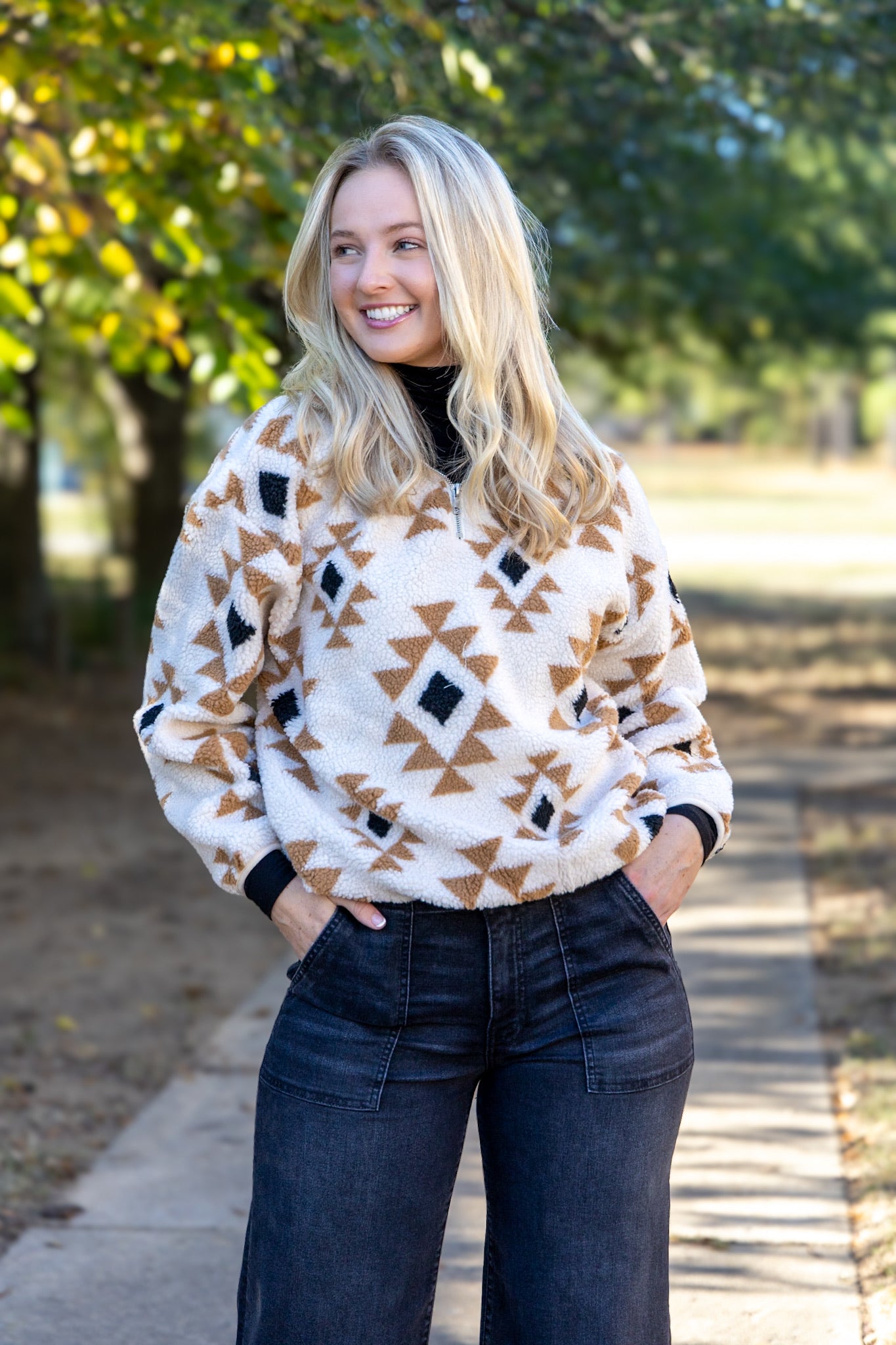 Teddy Aztec Half Zip Pullover