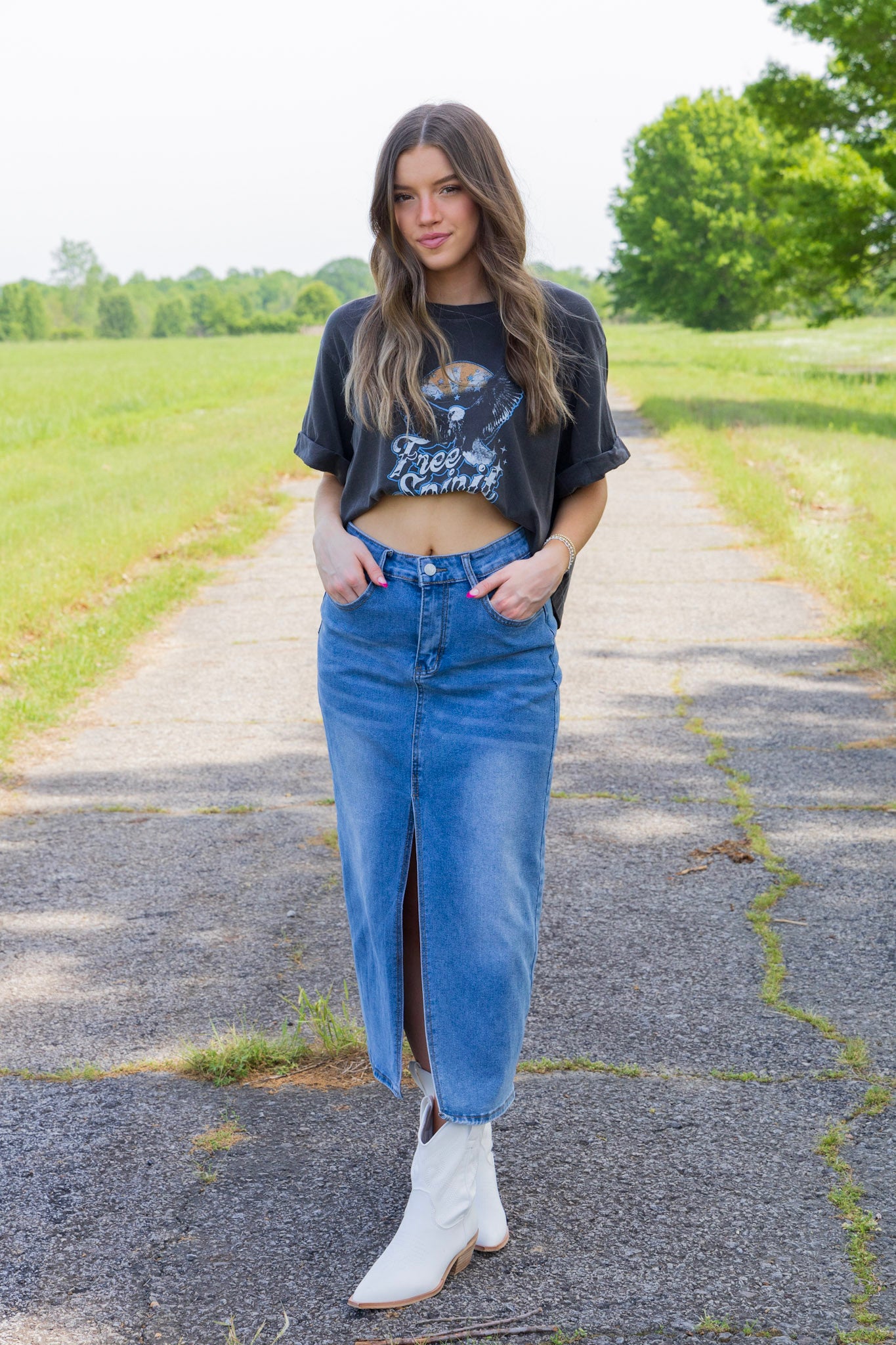 Daring Denim Midi Skirt