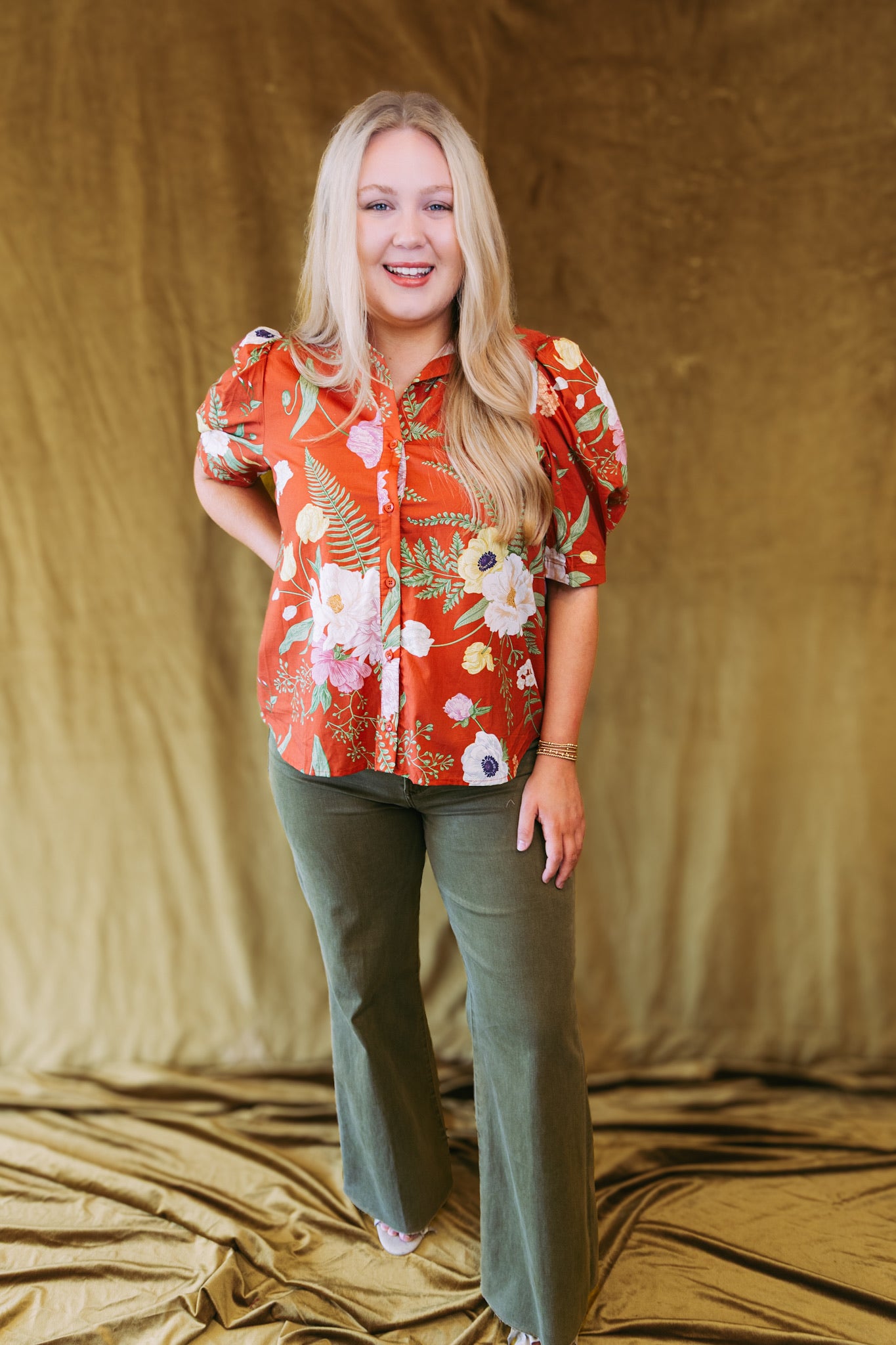 Talia Floral Top - Brown