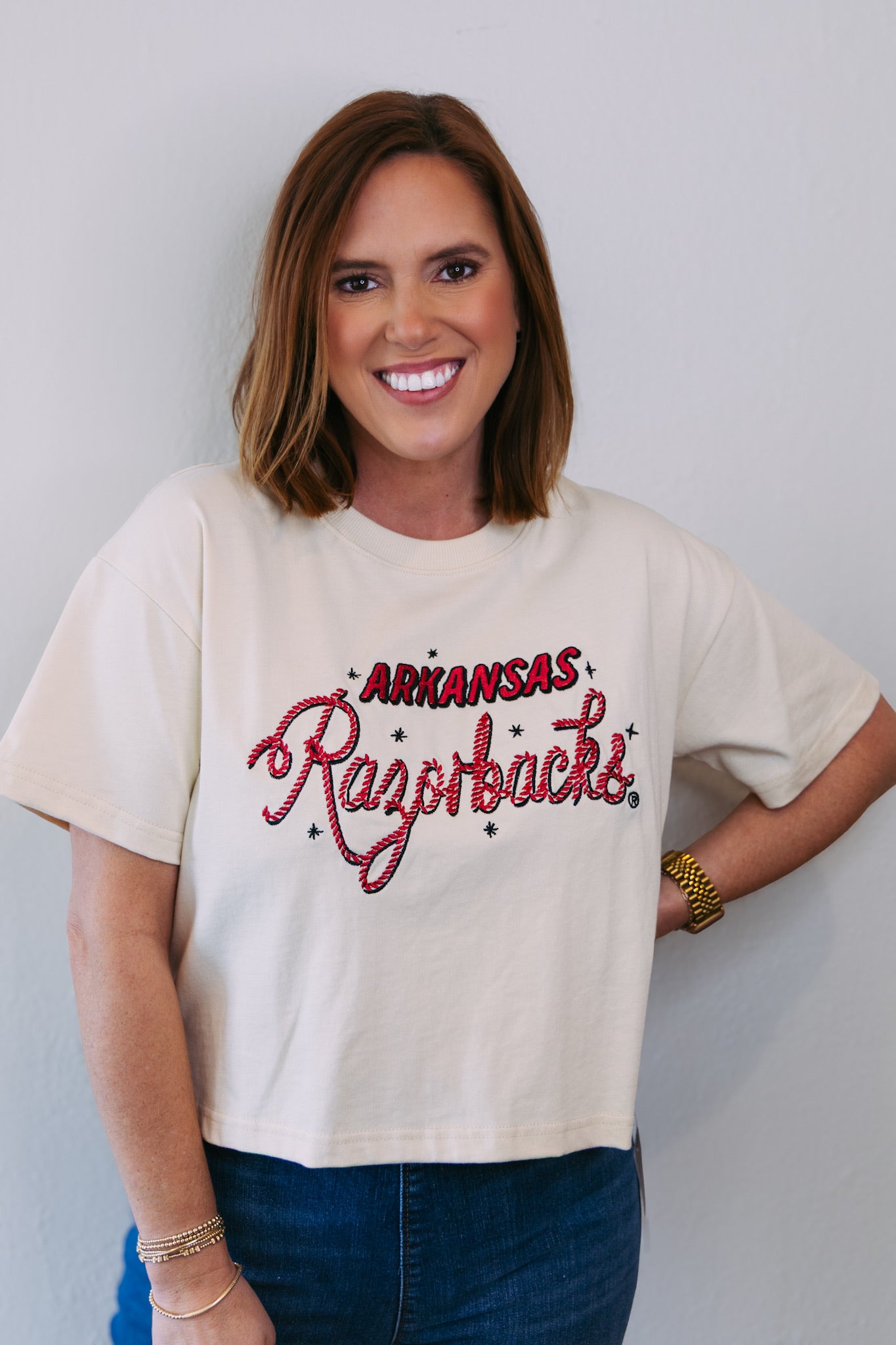 Arkansas Lasso Luxe Heavyweight Crop Tee