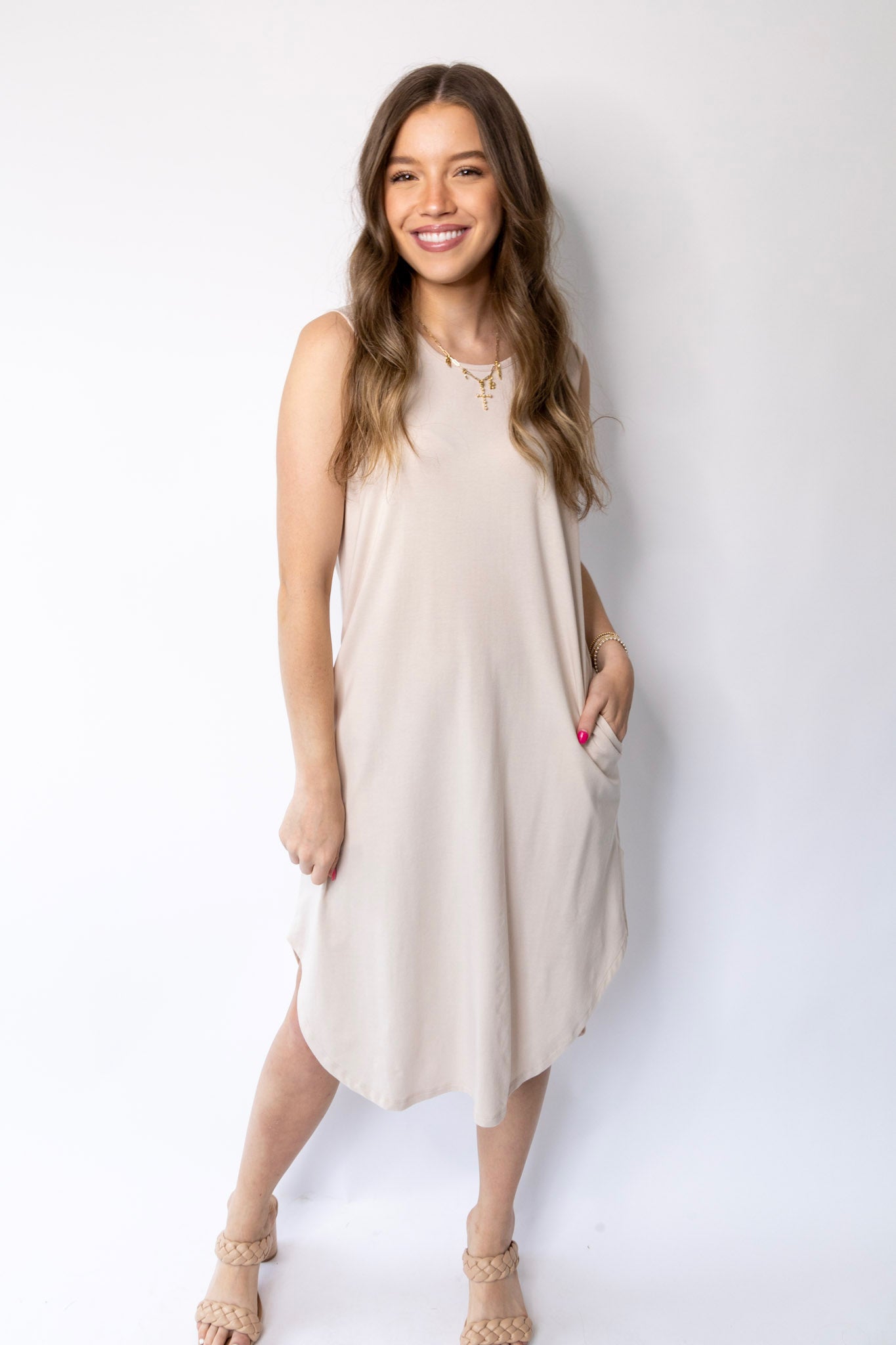 Sheridan Midi Tank Dress - Bone