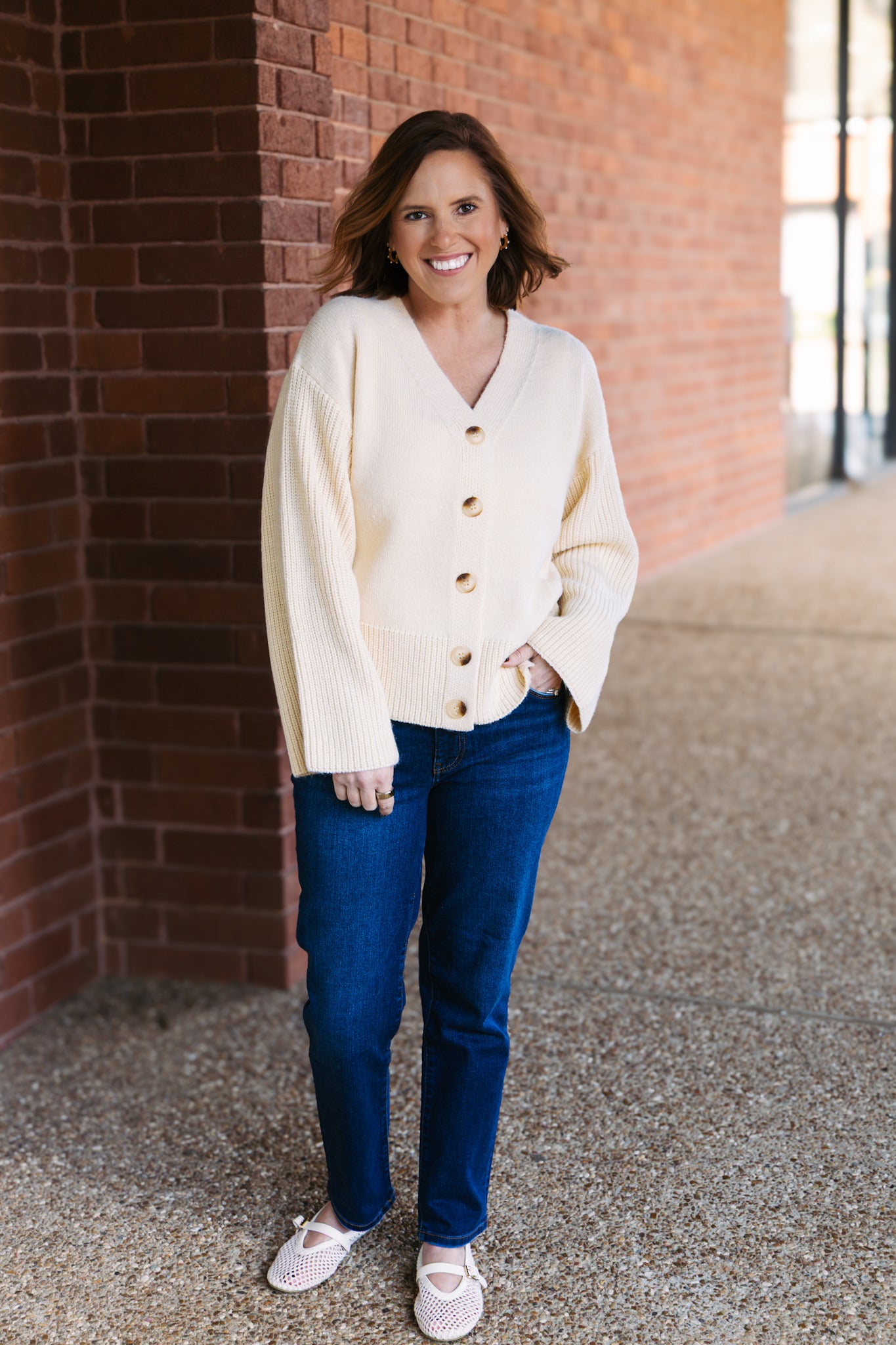 Samira Button Front Cardigan - Vintage Cream
