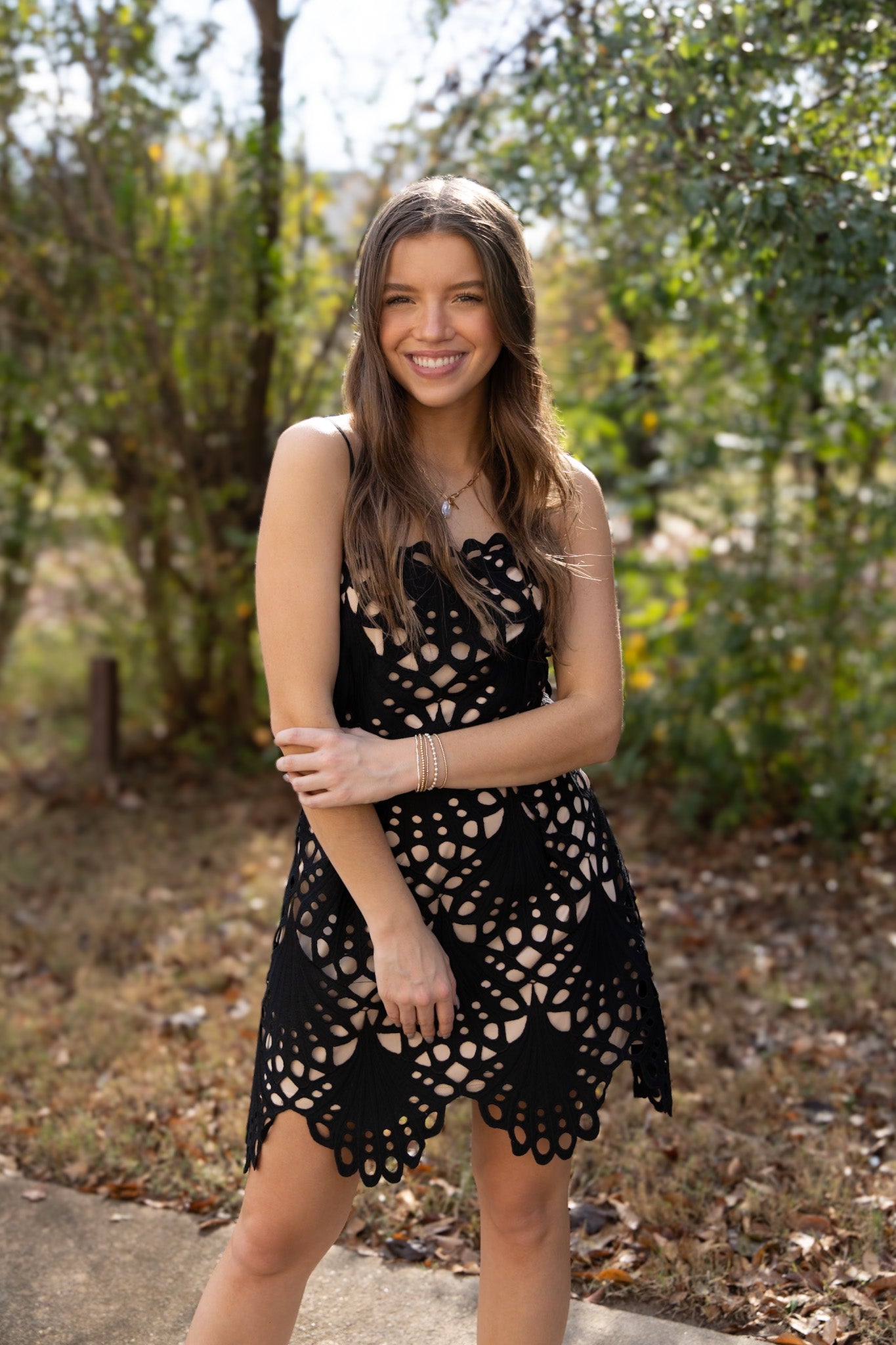 Black Tie Eyelet Dress