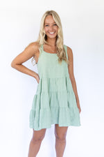 Vianne Tiered Dress- Sage