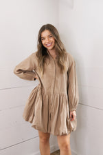 Brylee Button Down Bubble Dress - Toffee