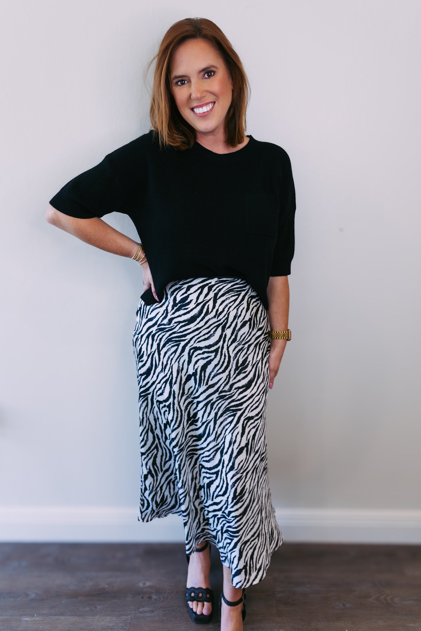 Zebra Print Satin Slip Skirt