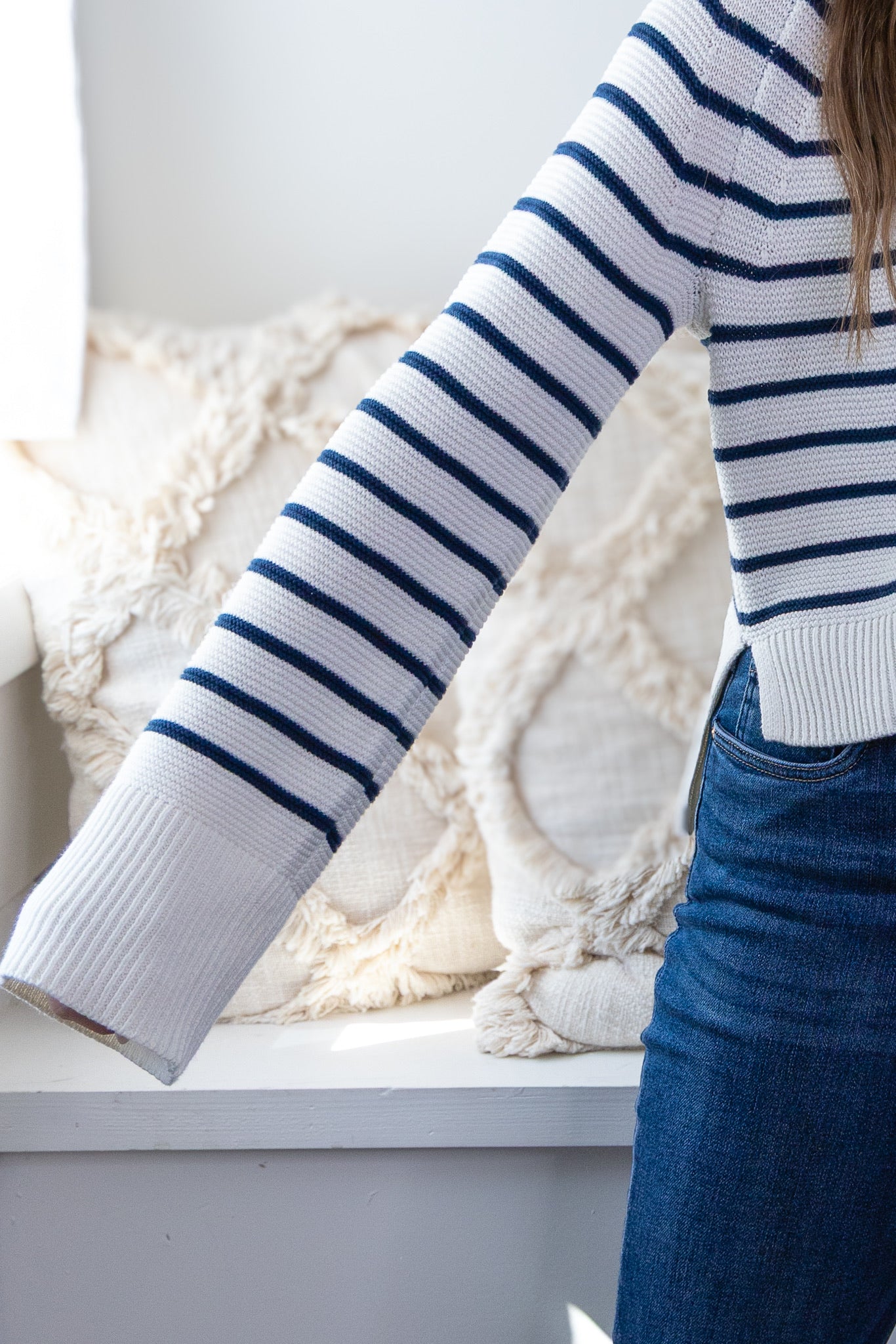 Kimberly Striped Sweater - White/Navy