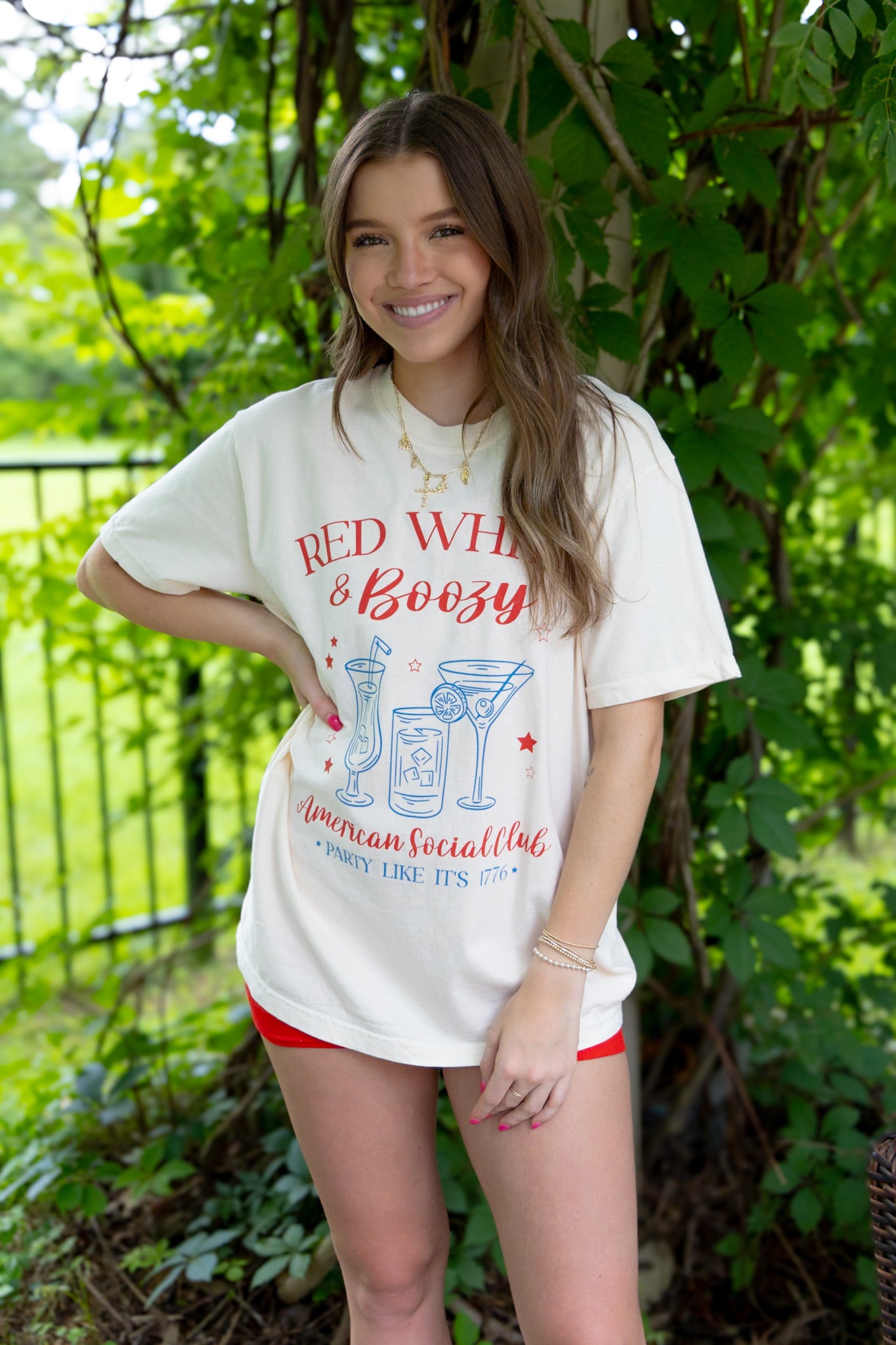 Red, White, & Boozy Tee - Ivory