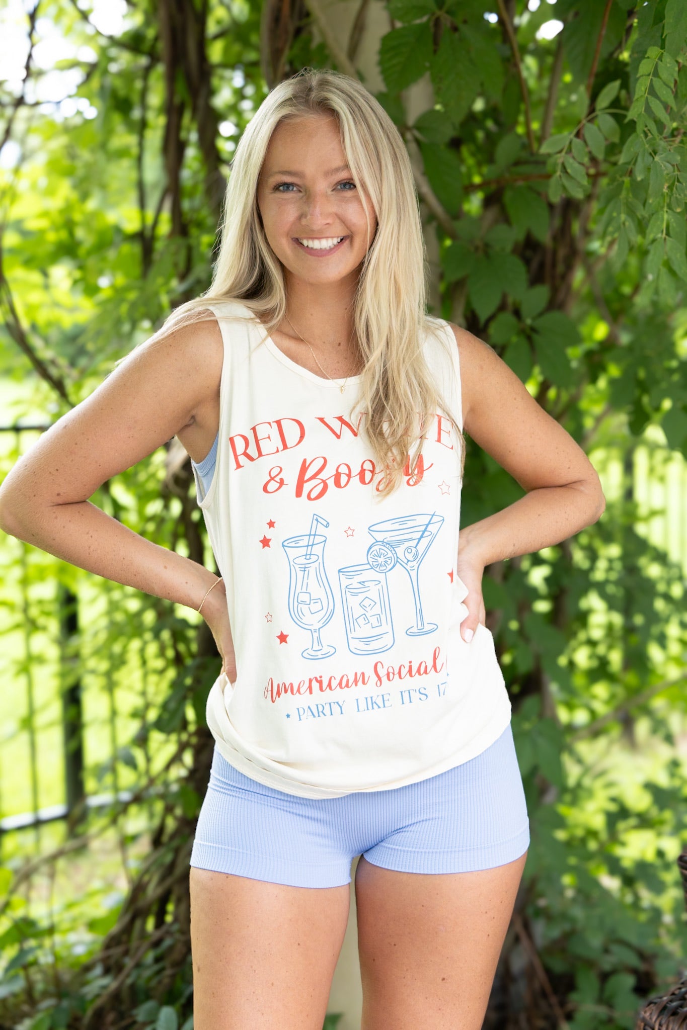 Red, White, & Boozy Tank - Ivory