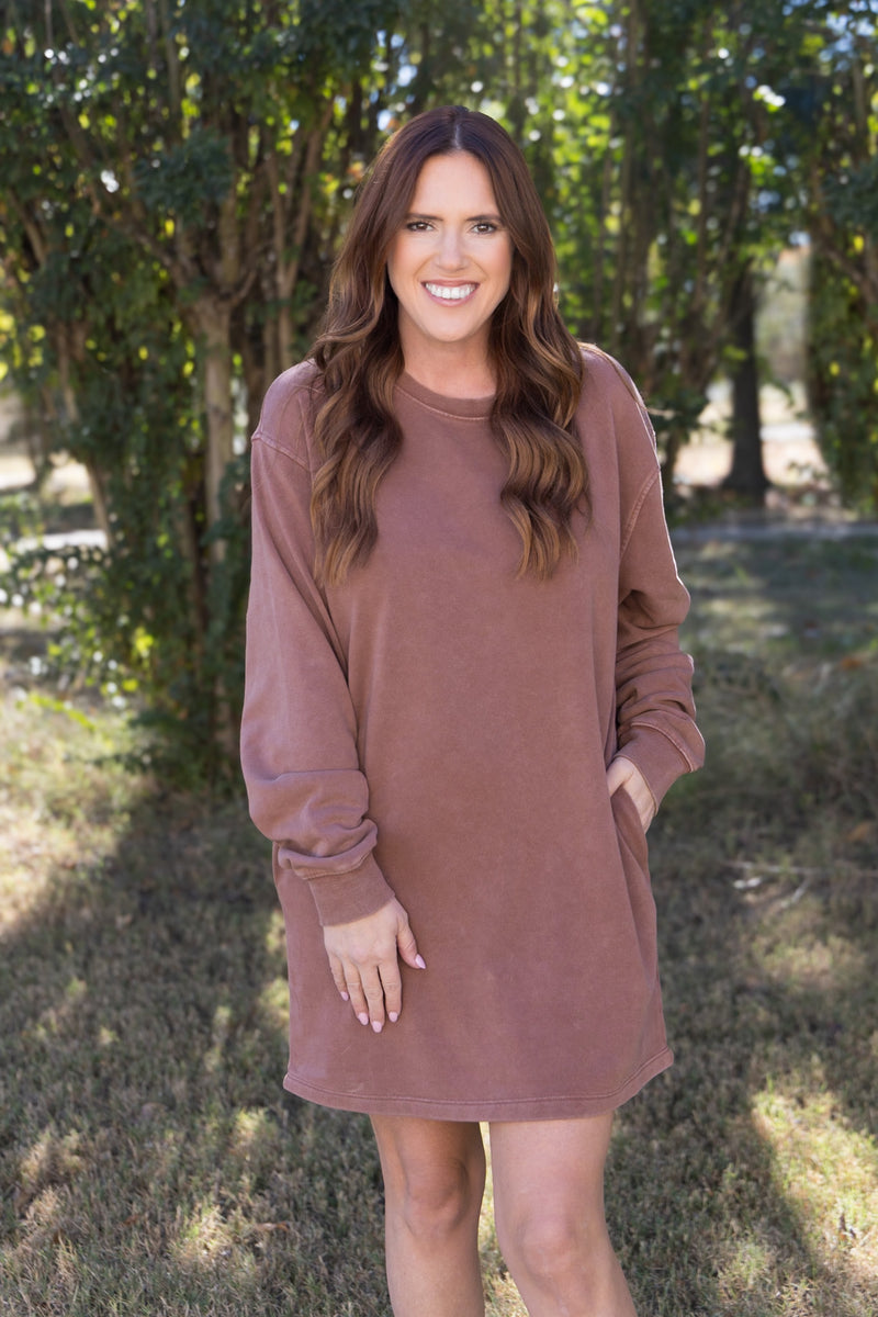 Briella Basic Knit Dress - Chestnut