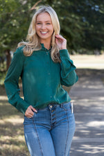 Birdie Button Down Blouse - Deep Emerald