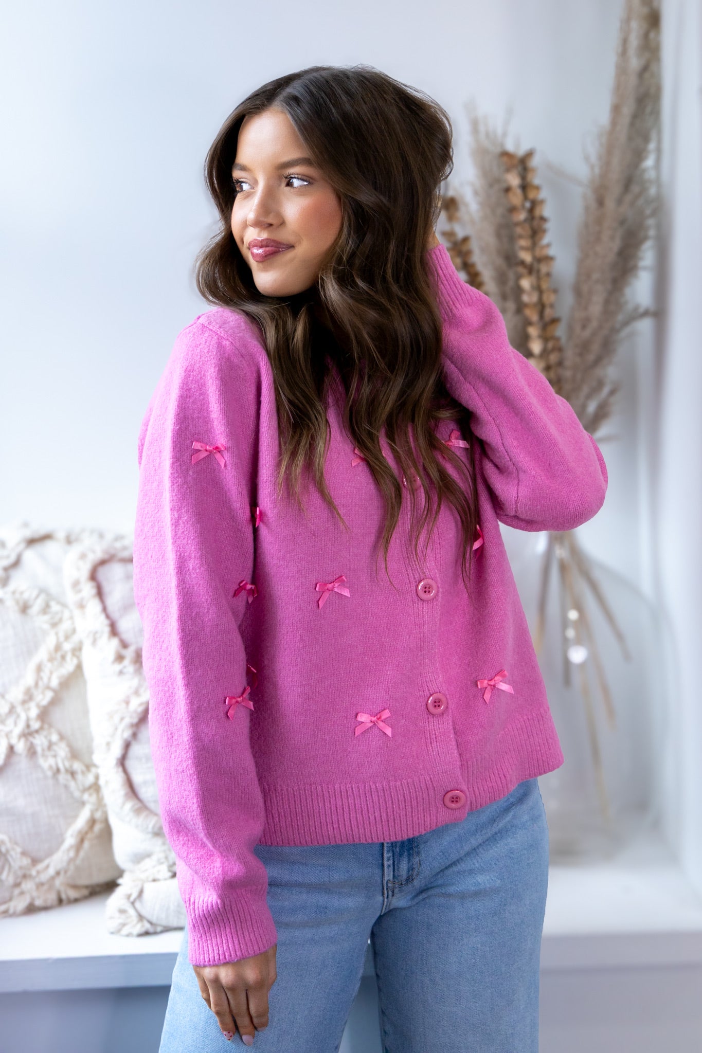 Pink Bow Sweater Cardigan