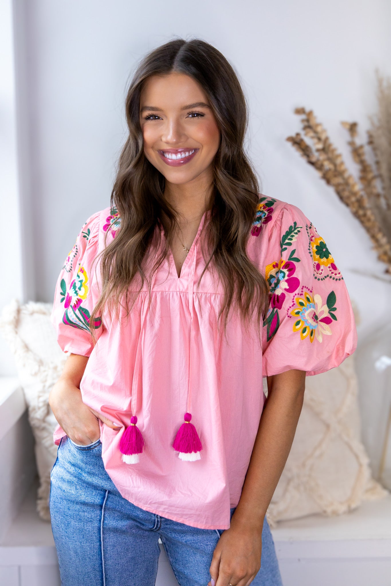 Kahlo Embroidered Floral Top