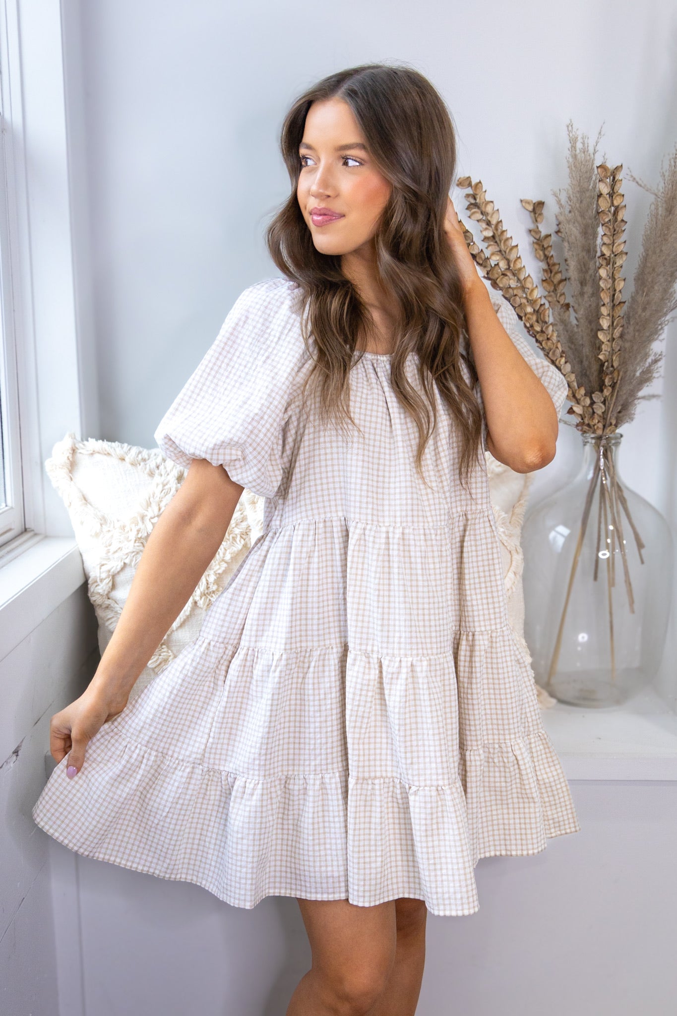 Penny Plaid Puff Sleeve Dress