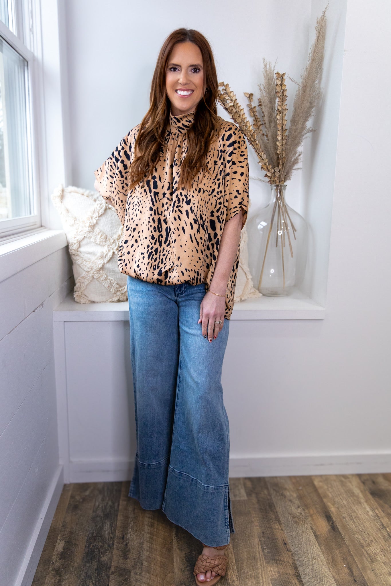 London Bubble Hem Blouse - Luxe Tiger