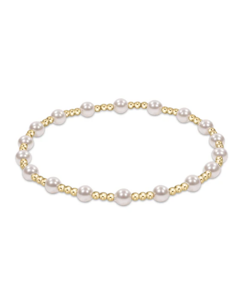 Classic Sincerity 4mm Bead Bracelet-Gold/Pearl