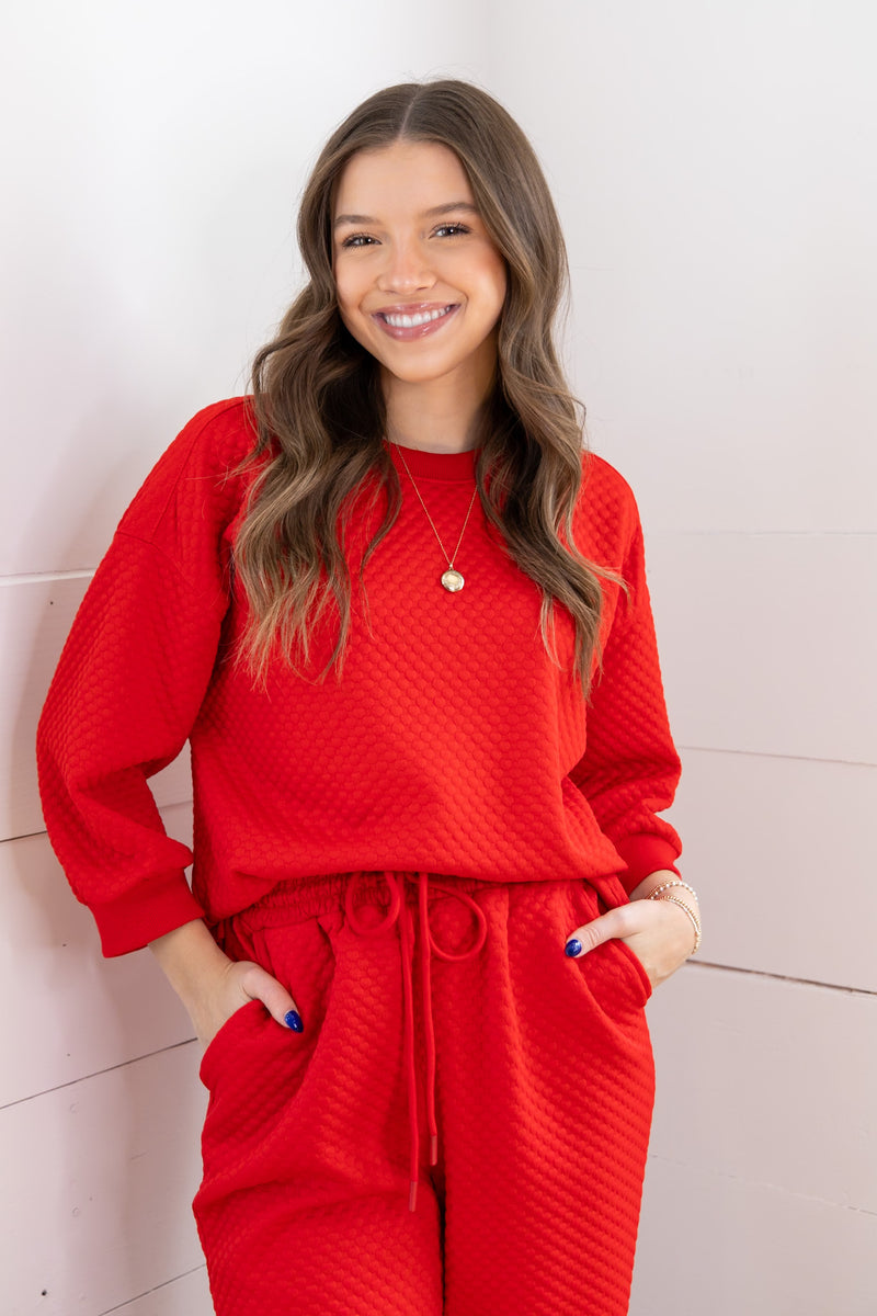 Jenny Textured Top- Red