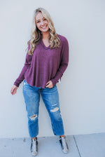 Molly Ribbed Top - plum