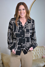 Abstract Button Down Blouse