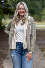 Drew Blazer With Sweatshirt Insert- Brown Plaid