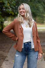 Drew Blazer With Sweatshirt Insert- Cinnamon