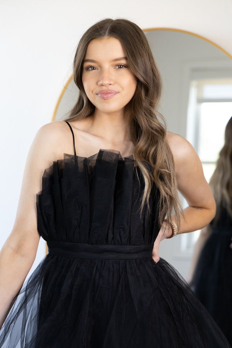 Tulle Me Around Maxi Dress - Black