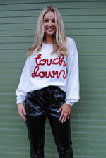 Touch Down Metallic Letter Sweater