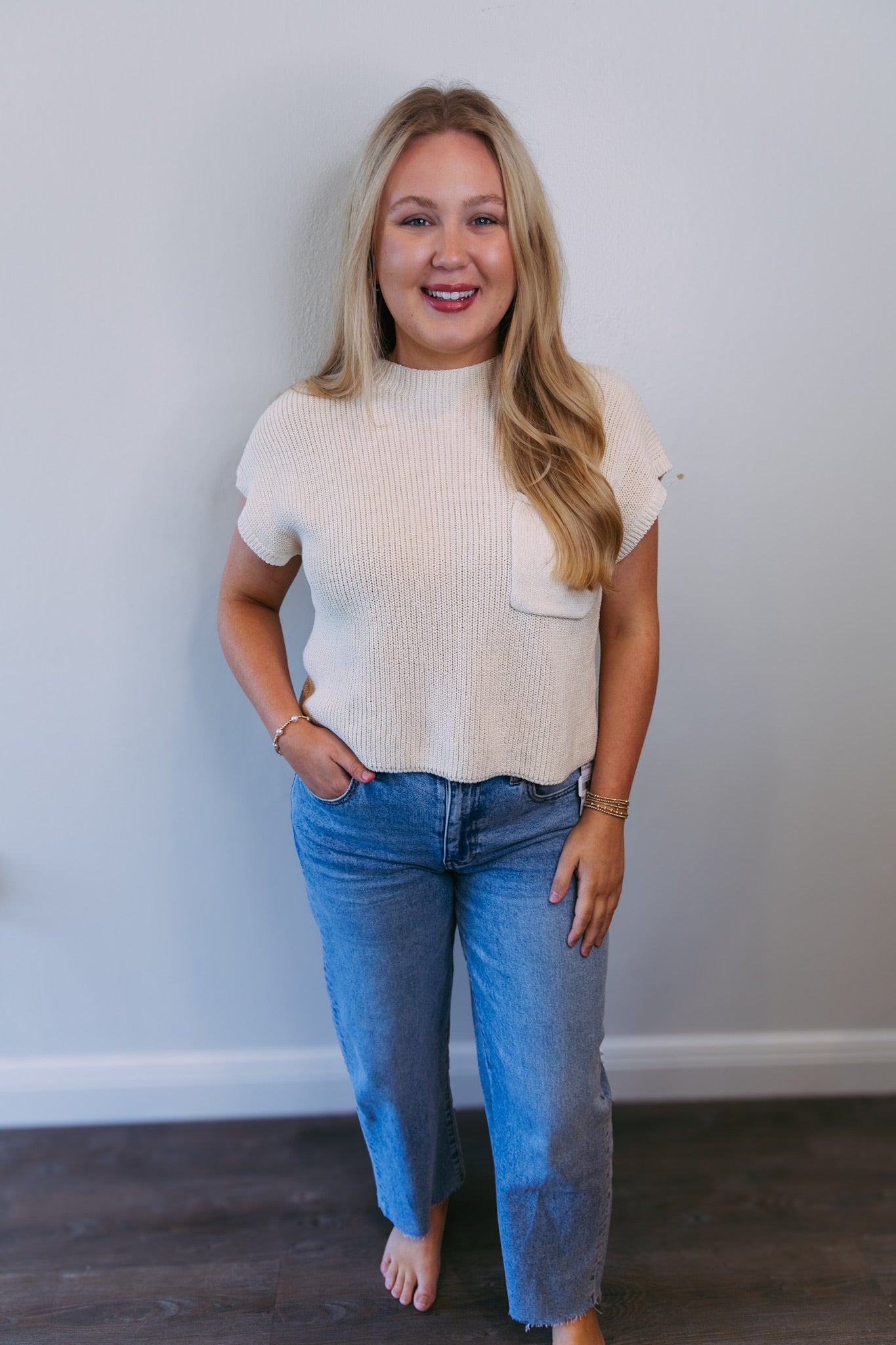 Missy Cap Sleeve Sweater - Oatmeal