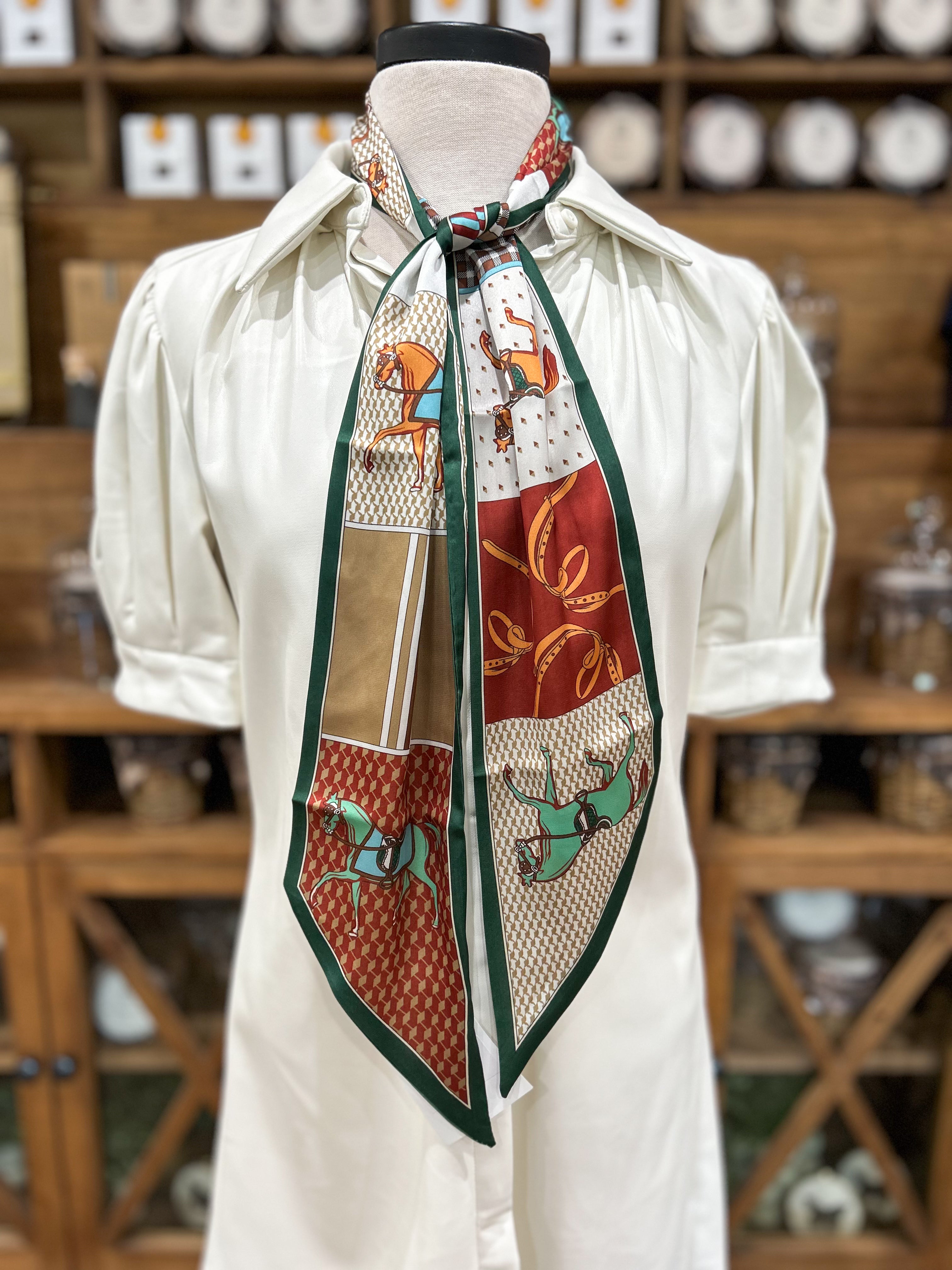 Mixed Pattern Horse Satin Scarf