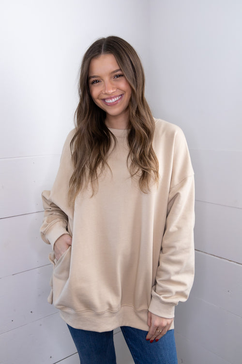 Oversized Pullover- Taupe