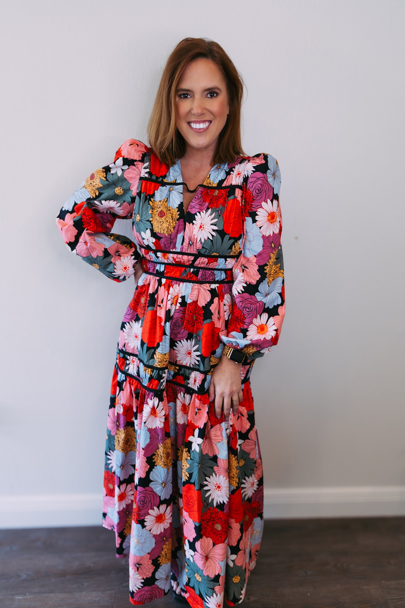 Villa Floral V-Neck Dress
