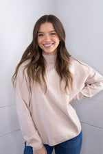 Brecken Mock Neck Sweater- Beige