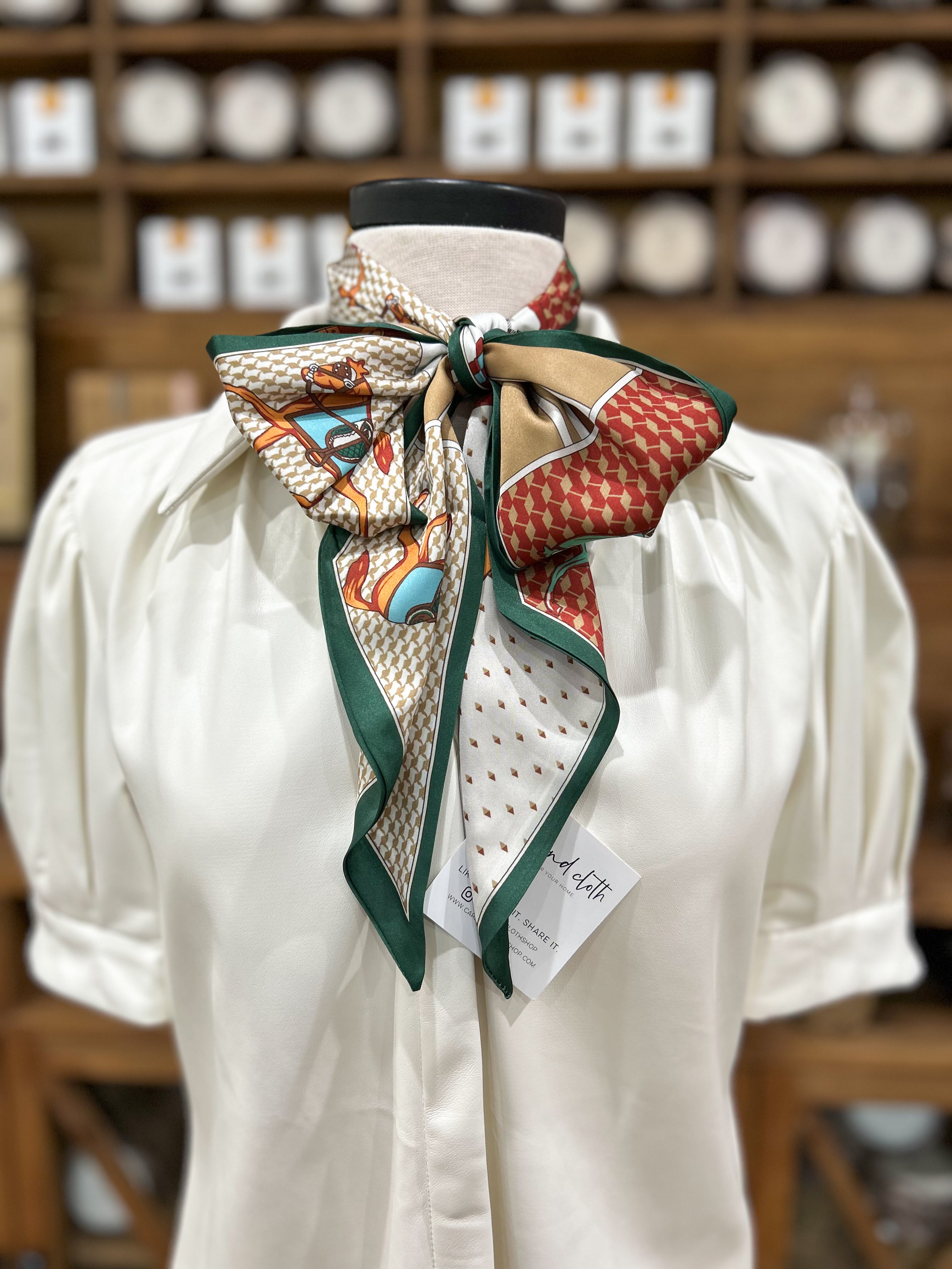 Mixed Pattern Horse Satin Scarf